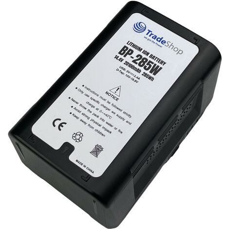 Trade-Shop Li-Ion Akku V-Mount 14,4V 20100mAh 285Wh mit D-Tap USB Ausgang für Panasonic AG-DVC200P AJ-D400 AJ-D410A AJ-D700 AJ-HDC27FP AJ-SDX900P