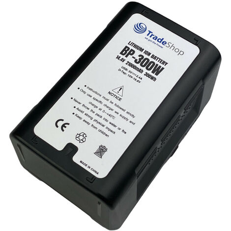 Trade-Shop Li-Ion Akku V-Mount 14,4V 21000mAh 300Wh mit D-Tap USB Ausgang für Sony BVP-BVV5 BVW-200 BVW-300 BVW-300P BVW-400 BVW-400A BVW-400P