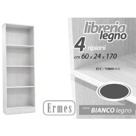 Trade Shop - Libreria Moderna 4 Estantes 170x60x24cm Armario Ermes Madera Blanco 715600 -