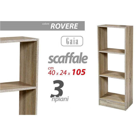 TRADE SHOP - Libreria Scaffale 3 Ripiani 105x40x24 Cm Mensole In Legno Rovere Moderno 769672 -