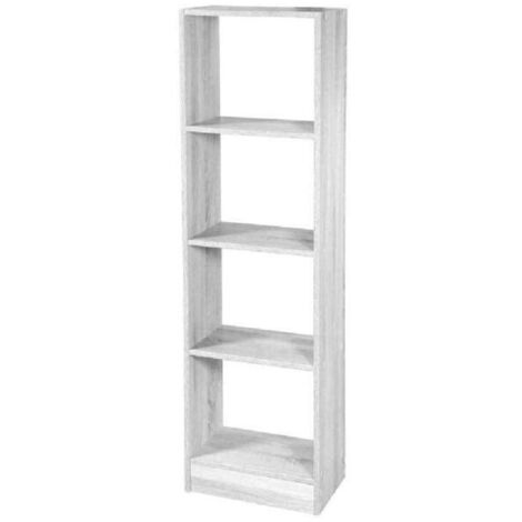 TRADE SHOP - Libreria Scaffale 4 Ripiani Mensole Colonna Legno Bianco Moderno 137x40x24cm 768927 -