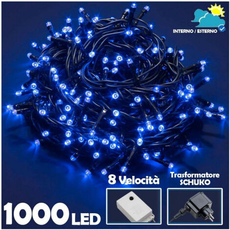Trade Shop - LICHTERKETTE 1000 LED LICHTER BLAU GLÜHWÜRMCHEN CONTROLLER 8 FUNKTIONEN INTERN EXTERN -
