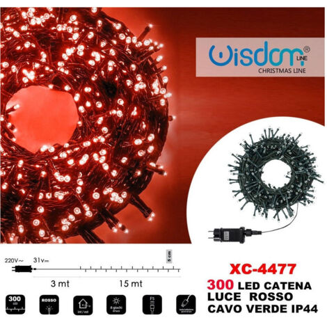 Trade Shop - LICHTERKETTE 300 LED LICHTER GLÜHWÜRMCHEN ROT LICHT GRÜN KABEL IP44 XC-4477 -