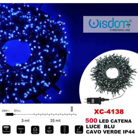 Trade Shop - LICHTERKETTE 500 LED GLÜHWÜRMCHEN BLAU LICHT GRÜN KABEL IP44 XC-4138 -