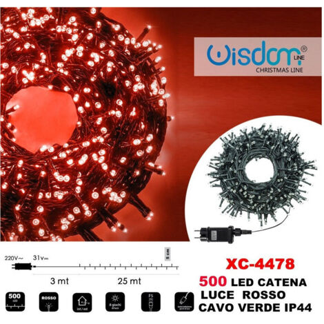 Trade Shop - LICHTERKETTE 500 LED GLÜHWÜRMCHEN ROT LICHT GRÜN KABEL IP44 XC-4478 -