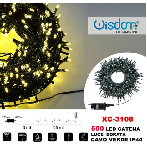 Trade Shop - LICHTERKETTE 500 LED-LEUCHTEN GLÜHWÜRMCHEN GOLDENES LICHT GRÜNES KABEL IP44 XC-3108 -