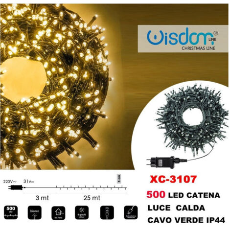 Trade Shop - LICHTERKETTE 500 LED-LEUCHTEN GLÜHWÜRMCHEN WARMES LICHT GRÜNES KABEL IP44 XC-3107 -