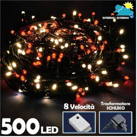 Trade Shop - LICHTERKETTE 500 LED LICHTER GLÜHWÜRMCHEN WARM WEISS ROT CONTROLLER AUSSENBEREICH -