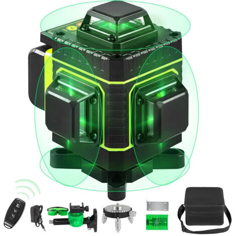 TRADE SHOP - Livella Laser A Verde 16 Linee Autolivellante 4x360° Con Base Di Treppiede -