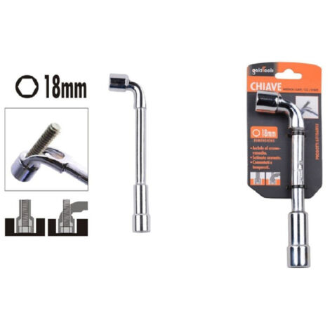 Trade Shop - Llave Tipo L Vaso 18mm Boca Hexagonal Acero Cromo Vanadio 91626 Herrajes -