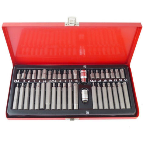 Trade Shop - Llaves De Vaso Torx Llaves Hexagonales 1/2" 3/8" Juego Profesional 40 Uds. -