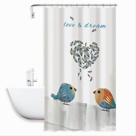 Trade Shop - Love Dream Cortina De Ducho Impermeable Antimoho 180x180 Cm Con Anillos De Baño 79216 -
