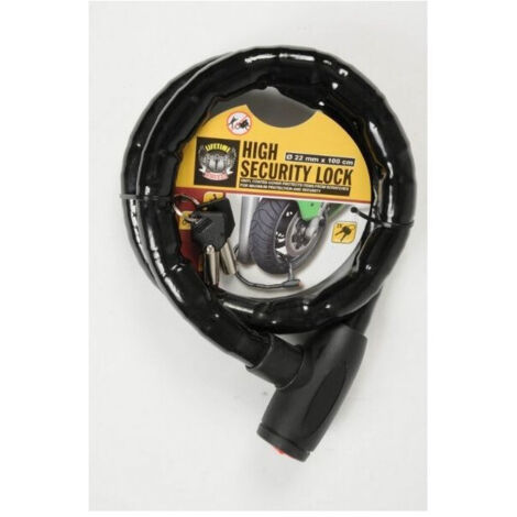 TRADE SHOP - Lucchetto A Catena Per Ruota Bici Moto Scooter Biciletta Da 1 Metro 22mm Nero -