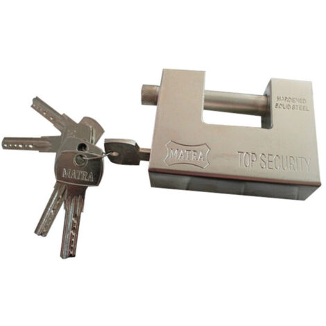 Trade Shop - Lucchetto Per Serranda Corazzato In Acciaio Temperato 94 X 30 X 70mm Antiscasso -