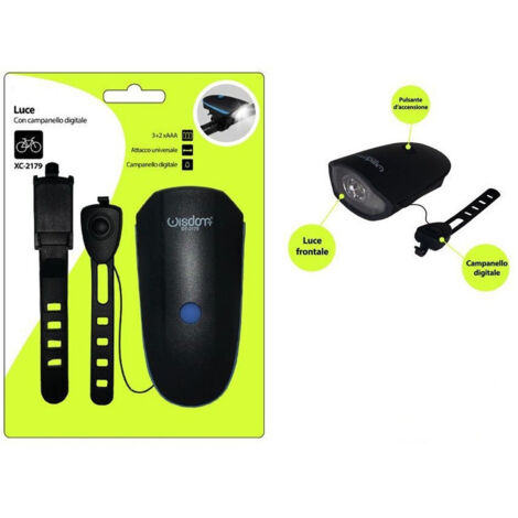 TRADE SHOP - Luce Anteriore Bicicletta Supporto Campanello Digitale Attacco Universale 2179 -