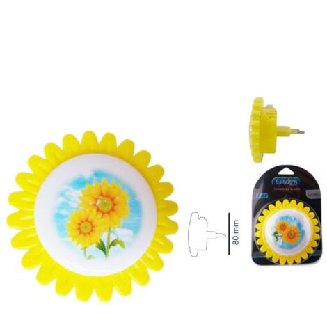 Trade Shop - Luce Led Notturna Forma Fiore Giallo Luce Bianca Lampada Cameretta Bimbi Dt-2188 -