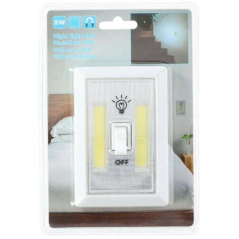 TRADE SHOP - Luce Notturna Da Notte 2xcob 2w A Batterie Sicurezza Bambini Con Interruttore -