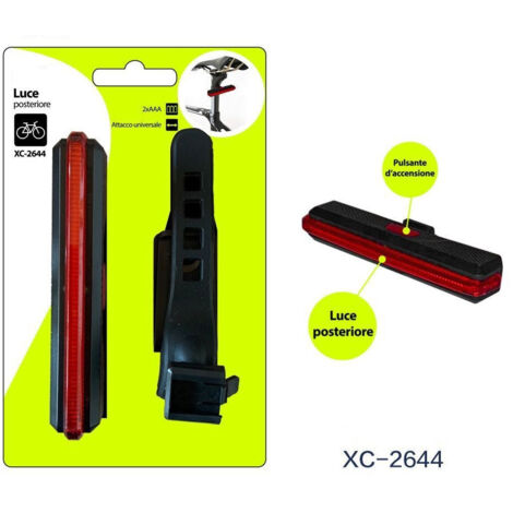 TRADE SHOP - Luce Posteriore A Batteria Per Bici Fanale Bicicletta Attacco Universale Xc-2644 -