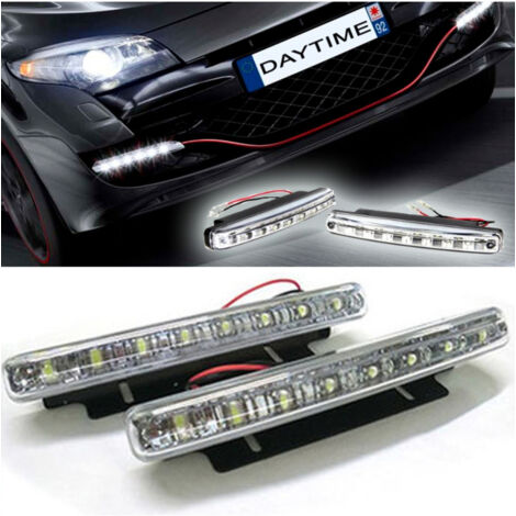 Trade Shop - Luces Coche 8 Led Luces Diurnas Impermeable Dc 12v Parachoques Coche -