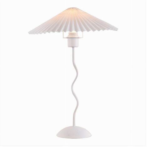 TRADE SHOP - Lume In Metallo Bianco Moderno Abat Jour E27 Lampada Tavolo Con Interruttore D25 -
