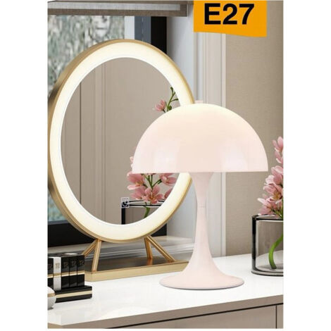 Trade Shop - Lume Moderno Bianco Abat Jour Attacco E27 Lampada Da Tavolo Scrivania Lumetto D12 -