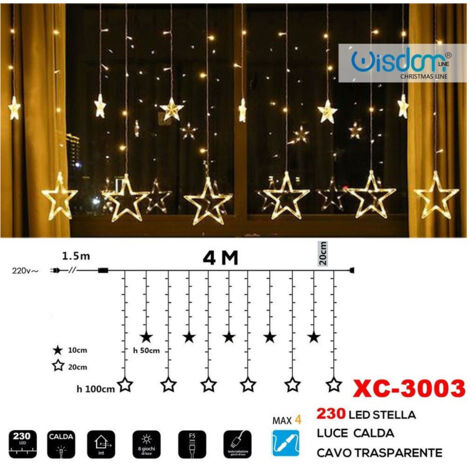 Trade Shop - LUMINOSA LUMINOSA NATALIZIA 230 LED MIT STAHL CALDA CALDA CAVO TRANSPARENTE XC-3003 -