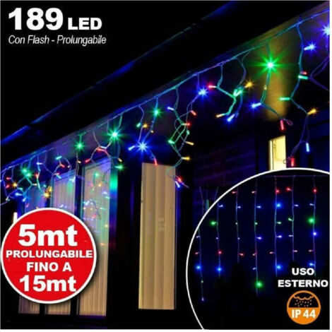 Trade Shop - Luminosa Multicolore 510x90 Cm Fino Prolungable 15mt 189 Led -