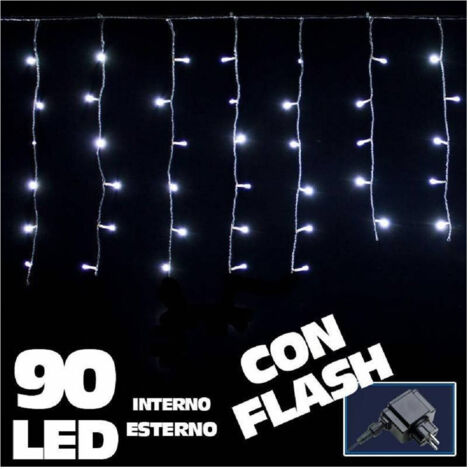 Trade Shop - Luminosa Natalizia 90 Led Luminosa Blanca 3 Meses External Luci Cavo 5mt -