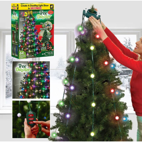 Trade Shop - Luminoso Addobbi Per Albero Di Natale 64 Lampadine Led Con Telecomand -
