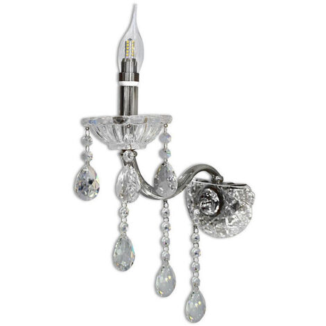 Trade Shop - Luz De Pared Candelabro Drops Pendientes Ataque De Cristal De Acrílico E14 E34 -      Plata