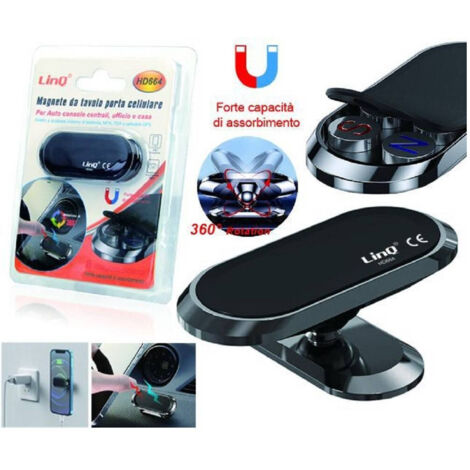 TRADE SHOP - Magnete Porta Smartphone Cellulare Per Console Centrale Auto Casa Ufficio Hd664 -