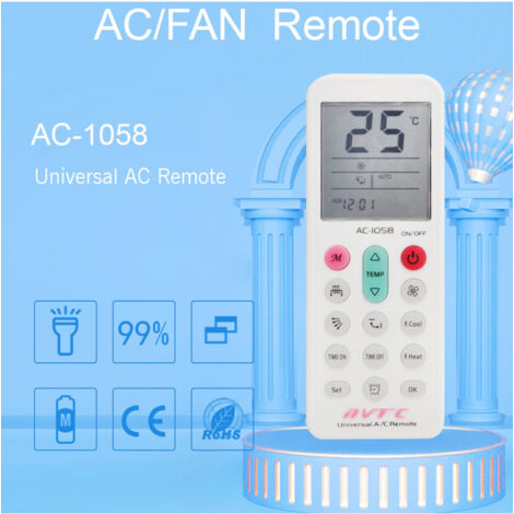 Trade Shop - Mando A Distancia Universal De Repuesto Aire Acondicionado Aire Acondicionado Q-yk1058 -