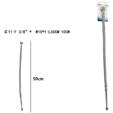 Trade Shop - Manguera Flexible Mezclador De Agua 50 Cm F 3/8 X M10/1 69397 -