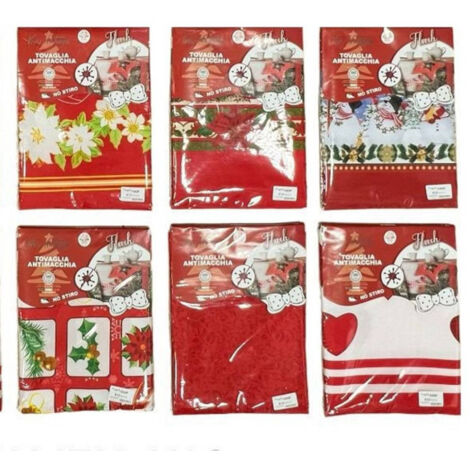 Trade Shop - Mantel Navidad Antimanchas No Planchar Impermeable Fantasias Varias 24 Plazas -