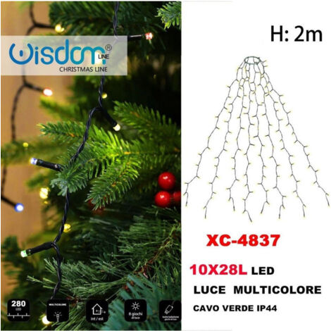 Trade Shop - Manto Cadena De Luces 280 Led 10x28 Luces Multicolor Cable Verde Xc-4837 -