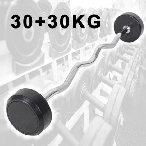 Trade Shop - MANUBRI BLANCIERE CURL CURVO ONDULATO FÜR 60 KG 30+30 KG BODYSOLID -