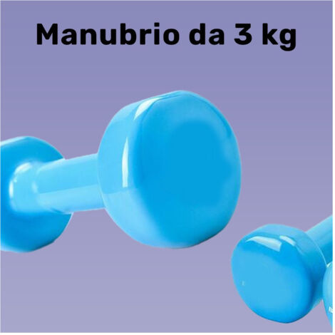 TRADE SHOP - Manubrio Singolo 3 Kg In Vinile Allenamento Esercizi Casa Palestra Workout Fit -