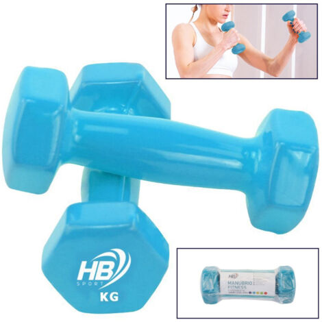 TRADE SHOP - Manubrio Singolo Pesi In Vinile Allenamento Esercizi Casa Palestra Workout Fit - Azzurro 4 KG