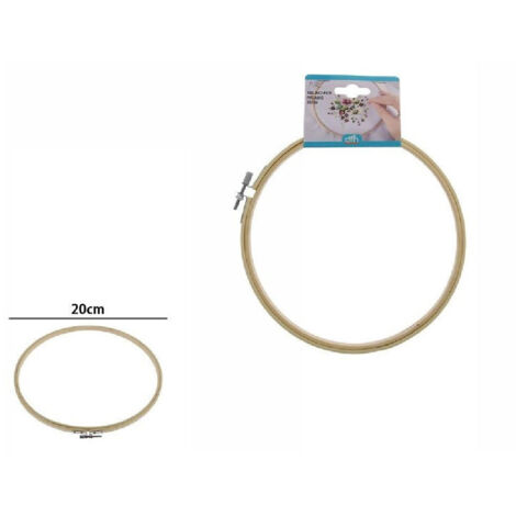 Trade Shop - Marco De Bordado De Madera Redondo Con Accesorios De Costura De Hebilla De Metal 20 Cm 53549a -
