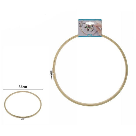 Trade Shop - Marco De Bordado De Madera Redondo Con Accesorios De Hebilla De Metal Costura 35 Cm 53552a -