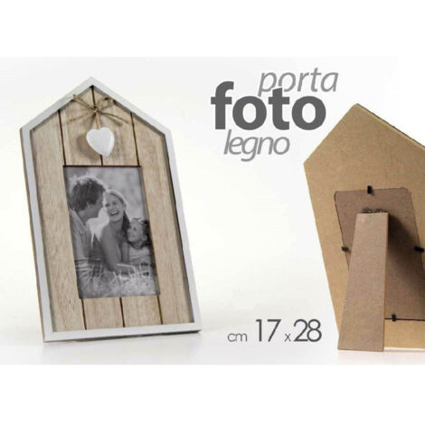 Trade Shop - Marco De Fotos Marco De Fotos De Madera Decoración De Corazón 17x28 Cm De Pie 786372 -