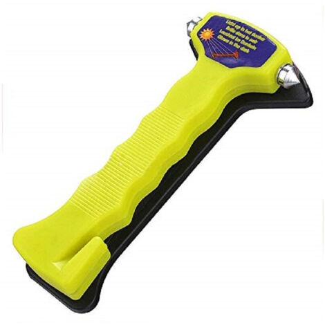 TRADE SHOP - Martello Rompi Vetro Giallo Taglia Cintura Catarifrangente Taglierino Sicurezza Auto -