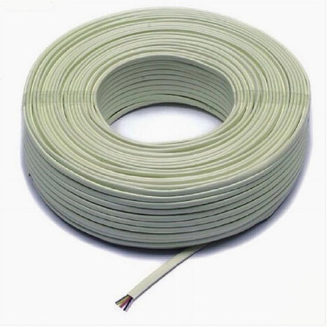 TRADE SHOP - Matassa Da 100mt Cavo Telefonico 4c Piatto Con Rivestimento Colore Avorio 31424 -