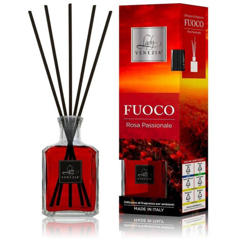Trade Shop - MAXI CUBE RAUMDIFFUSOR MIT DUFTSTÄBCHEN FEUER LEIDENSCHAFTLICH ROSA 250ML -