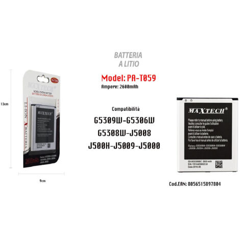 Trade Shop - MAXTECH PA-T059 Lithium-Akku für Samsung Galaxy J5 G530, 2600 mAh, Ersatz -
