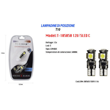 Trade Shop - MAXTECH T-105050 12V / 5LED C ULTRA HELLE CANBUS POSITIONSLAMPEN -