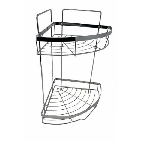 TRADE SHOP - Mensola Angolare Doccia A 2 Livelli Ripiani In Metallo Da Appendere A Muro 59680 -