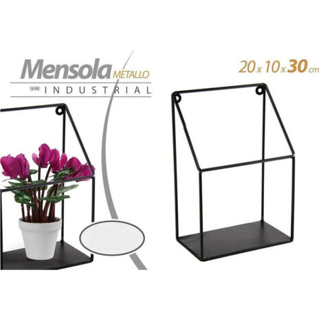 TRADE SHOP - Mensola Bacheca Parete Metallo Classico Moderno Industrial 20x10x30cm Nero 822247 -