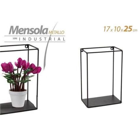 TRADE SHOP - Mensola Bacheca Parete Rettangolare In Metallo 17x10x25cm Nero Industrial 822179 -