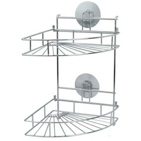 TRADE SHOP - Mensola Da Bagno Angolare Angoliera Doccia A 2 Livelli Ripiani In Metallo 79849 -